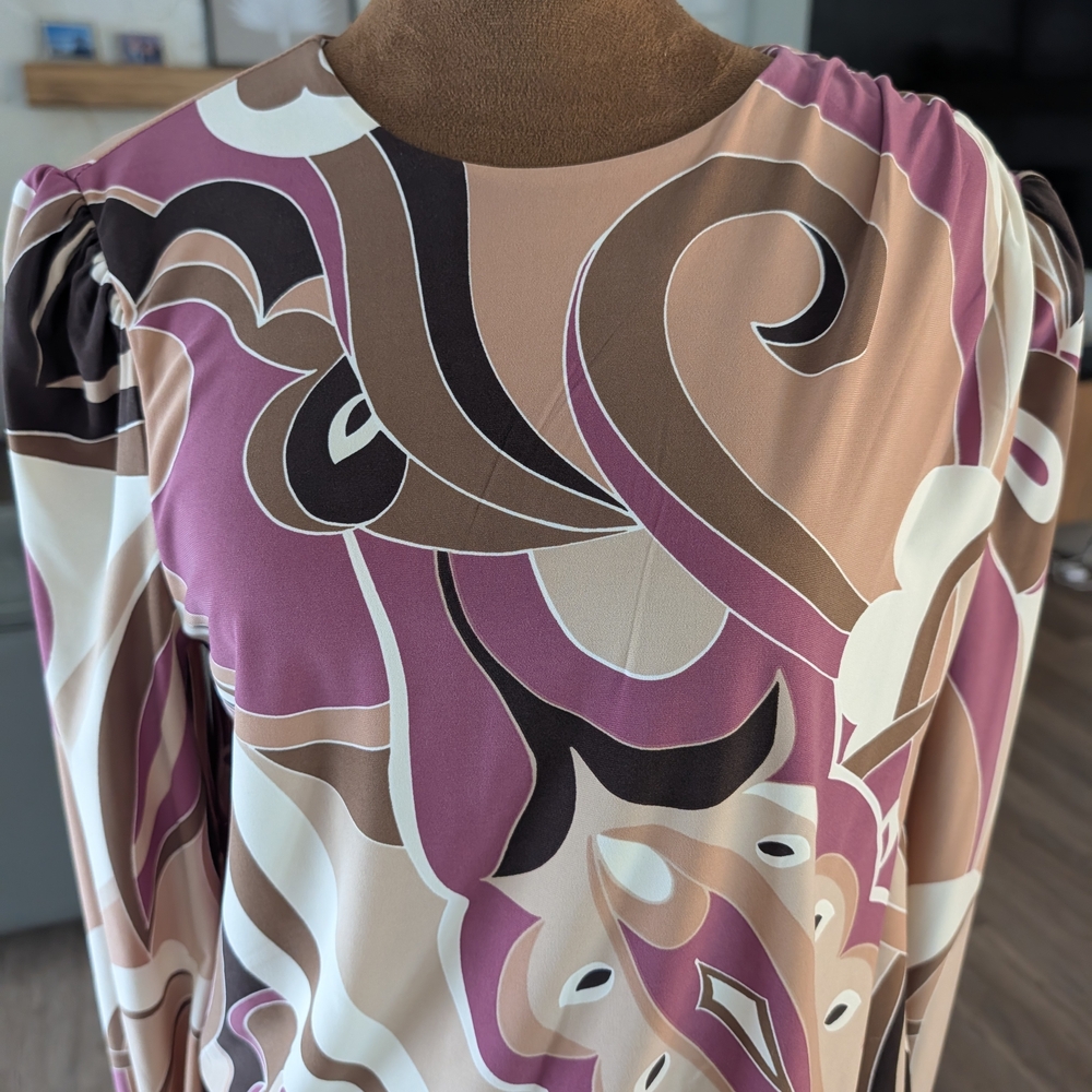 Express Women's Abstract Patterned Blouse - Purpl… - image 2